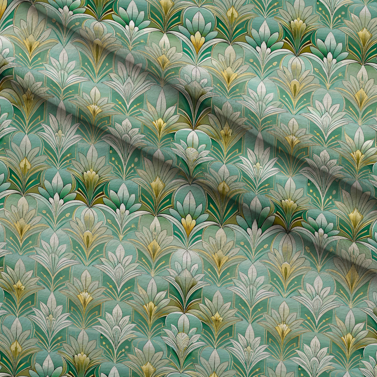 Gilded Jade Blooms Pattern 5 Minky Fabric — plush minky folded close-up preview (mv-minky-v1:lying)