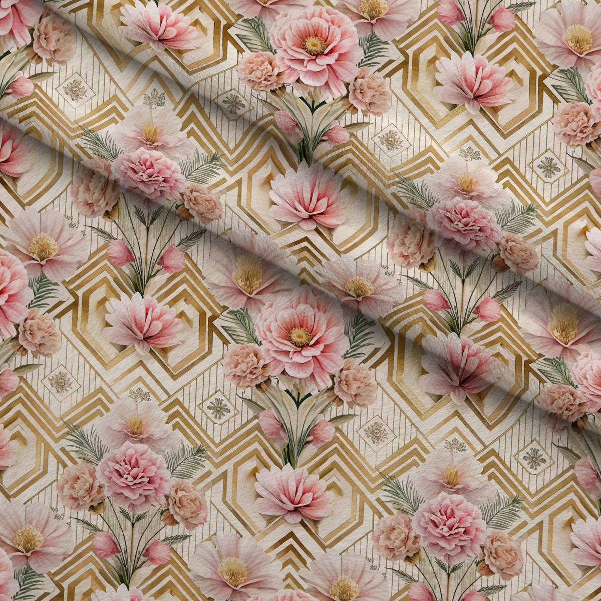 Gilded Jade Blooms Pattern 59 Minky Fabric — plush minky folded close-up preview (mv-minky-v1:lying)