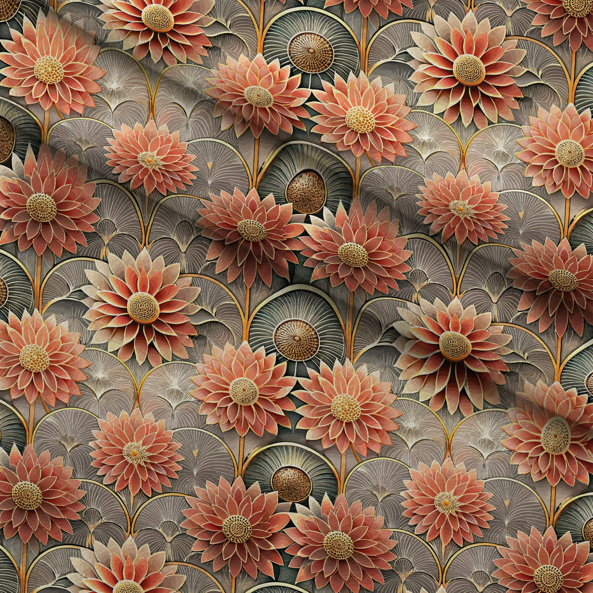 Gilded Jade Blooms Pattern 6 Minky Fabric — plush minky folded close-up preview (mv-minky-v1:lying)