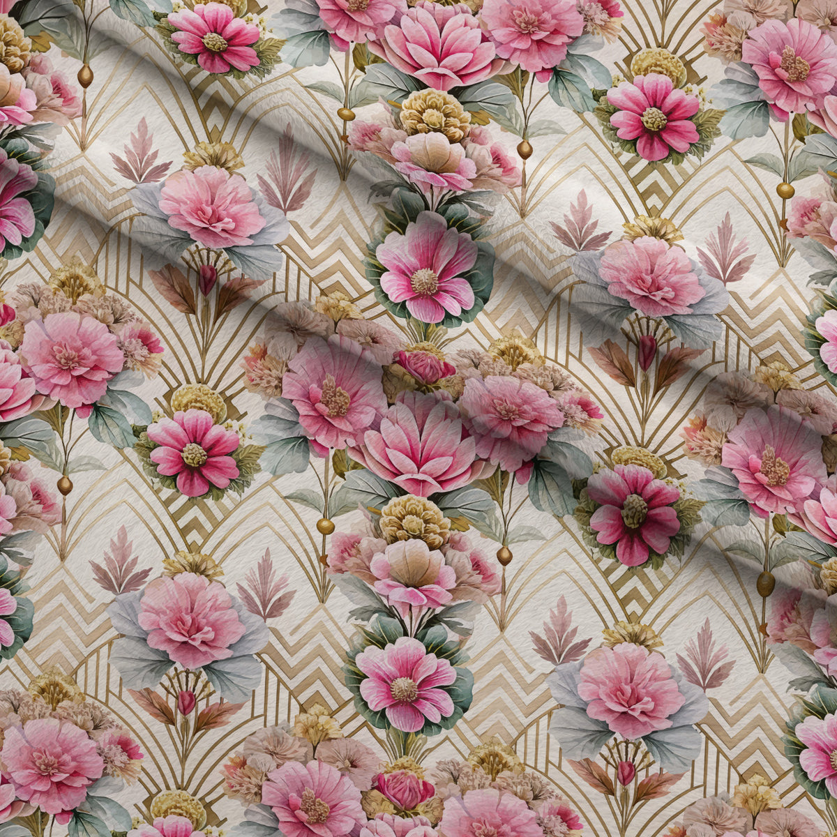 Gilded Jade Blooms Pattern 60 Minky Fabric — plush minky folded close-up preview (mv-minky-v1:lying)