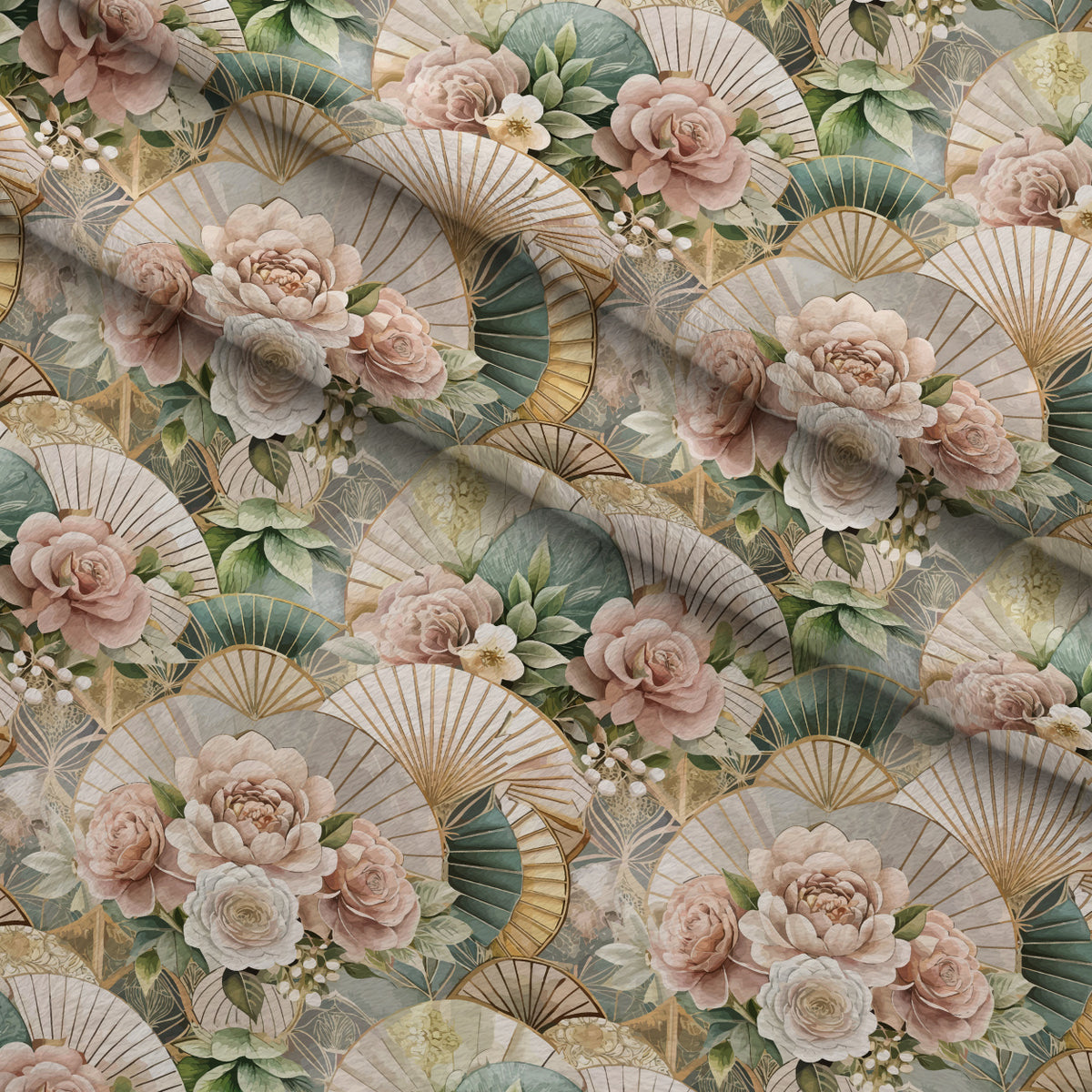 Gilded Jade Blooms Pattern 68 Minky Fabric — plush minky folded close-up preview (mv-minky-v1:lying)