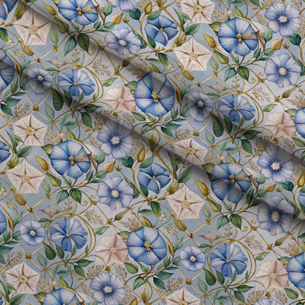 Gilded Jade Blooms Pattern 69 Minky Fabric — plush minky folded close-up preview (mv-minky-v1:lying)