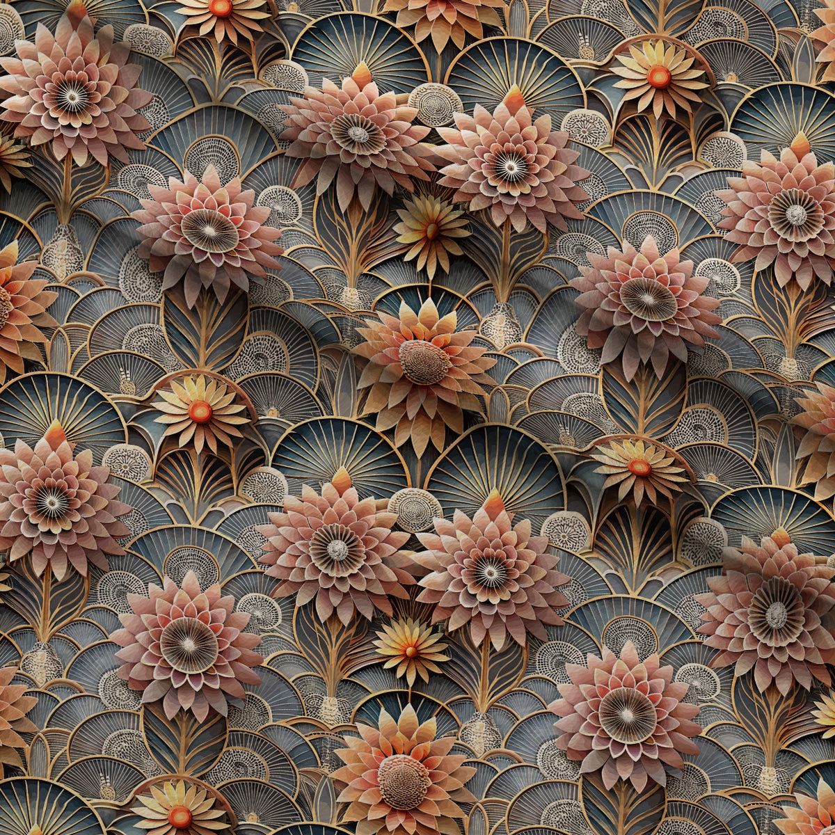 Gilded Jade Blooms Pattern 7 Minky Fabric — plush minky folded close-up preview (mv-minky-v1:lying)
