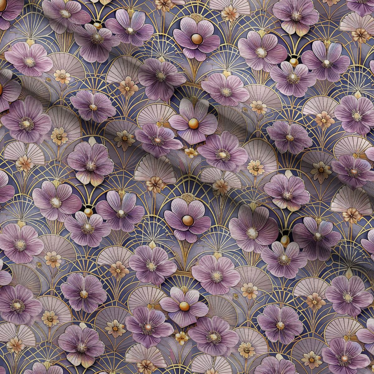 Gilded Jade Blooms Pattern 74 Minky Fabric — plush minky folded close-up preview (mv-minky-v1:lying)