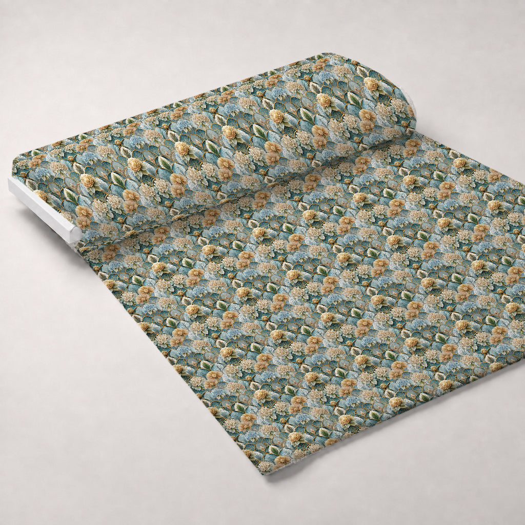 Gilded Jade Blooms Pattern 80 Minky Fabric — plush minky unrolled bolt preview (mv-minky-v1:bolt)
