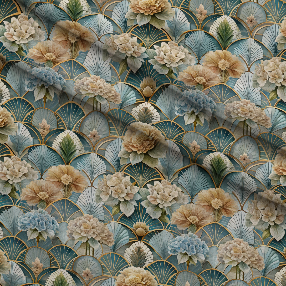 Gilded Jade Blooms Pattern 80 Minky Fabric — plush minky folded close-up preview (mv-minky-v1:lying)