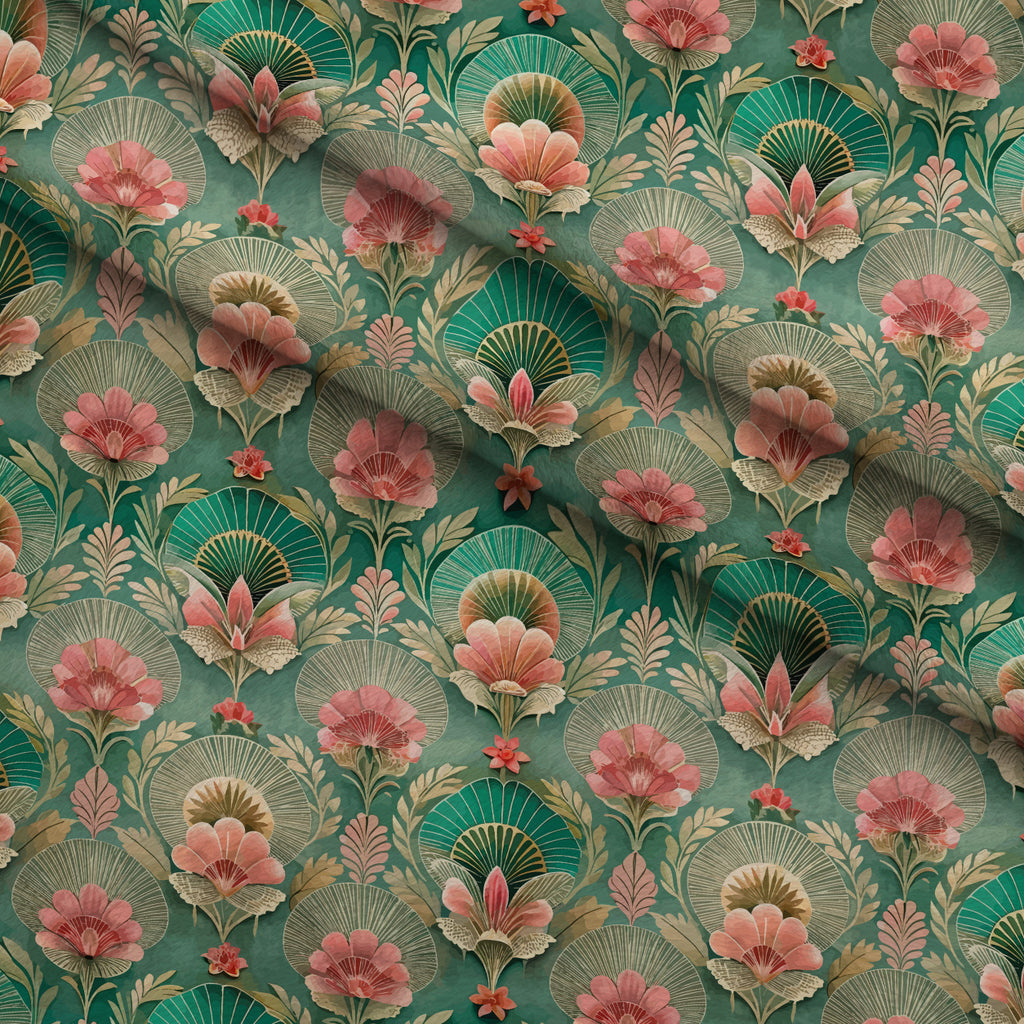 Gilded Jade Blooms Pattern 81 Minky Fabric — plush minky folded close-up preview (mv-minky-v1:lying)