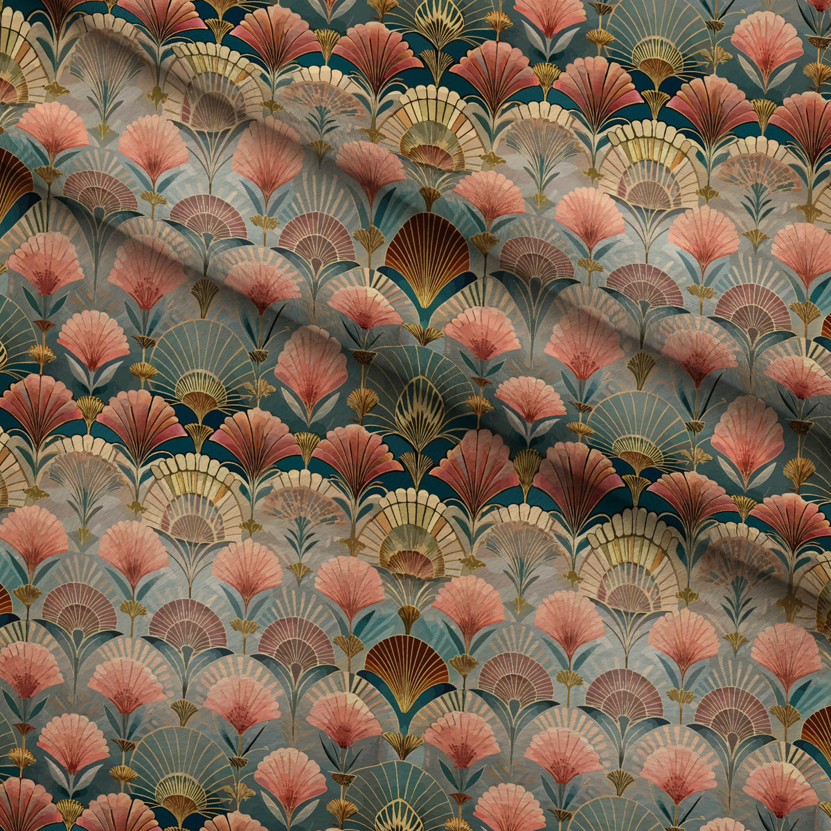 Gilded Jade Blooms Pattern 82 Minky Fabric — plush minky folded close-up preview (mv-minky-v1:lying)