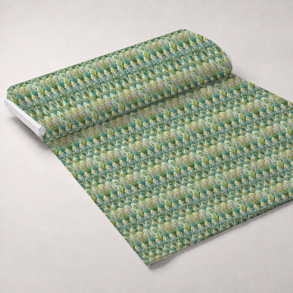 Gilded Jade Blooms Pattern 85 Minky Fabric — plush minky unrolled bolt preview (mv-minky-v1:bolt)