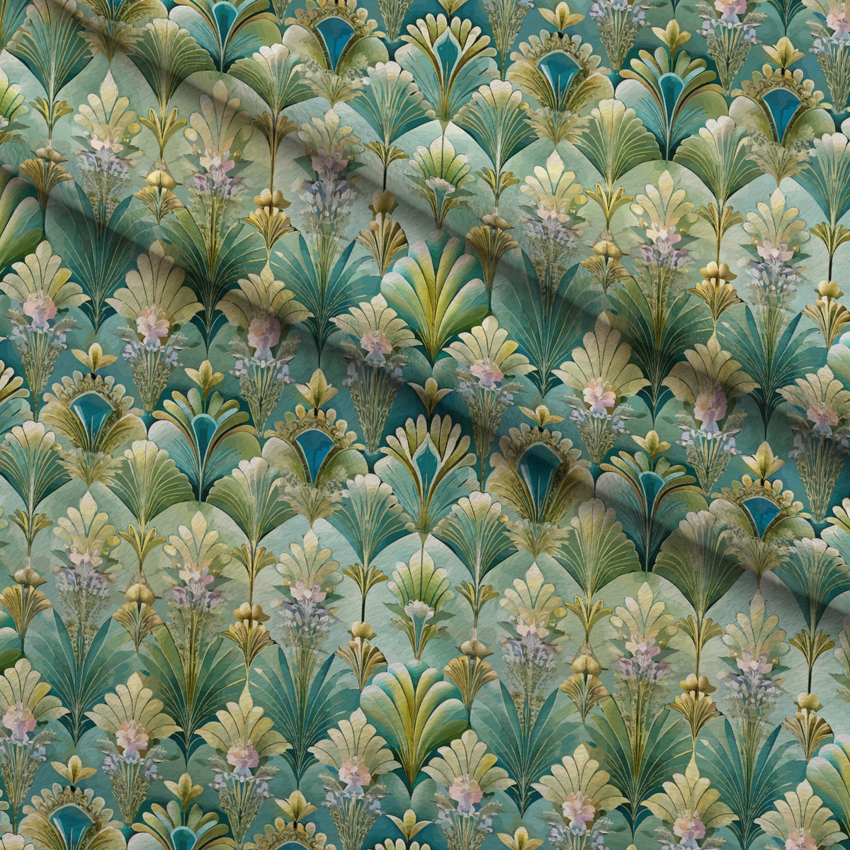 Gilded Jade Blooms Pattern 85 Minky Fabric — plush minky folded close-up preview (mv-minky-v1:lying)