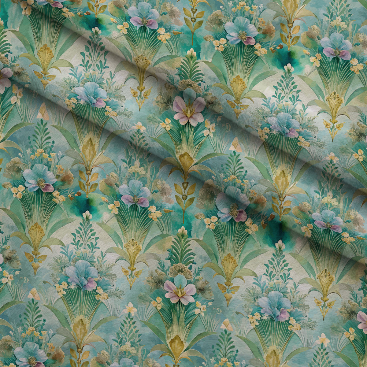 Gilded Jade Blooms Pattern 86 Minky Fabric — plush minky folded close-up preview (mv-minky-v1:lying)
