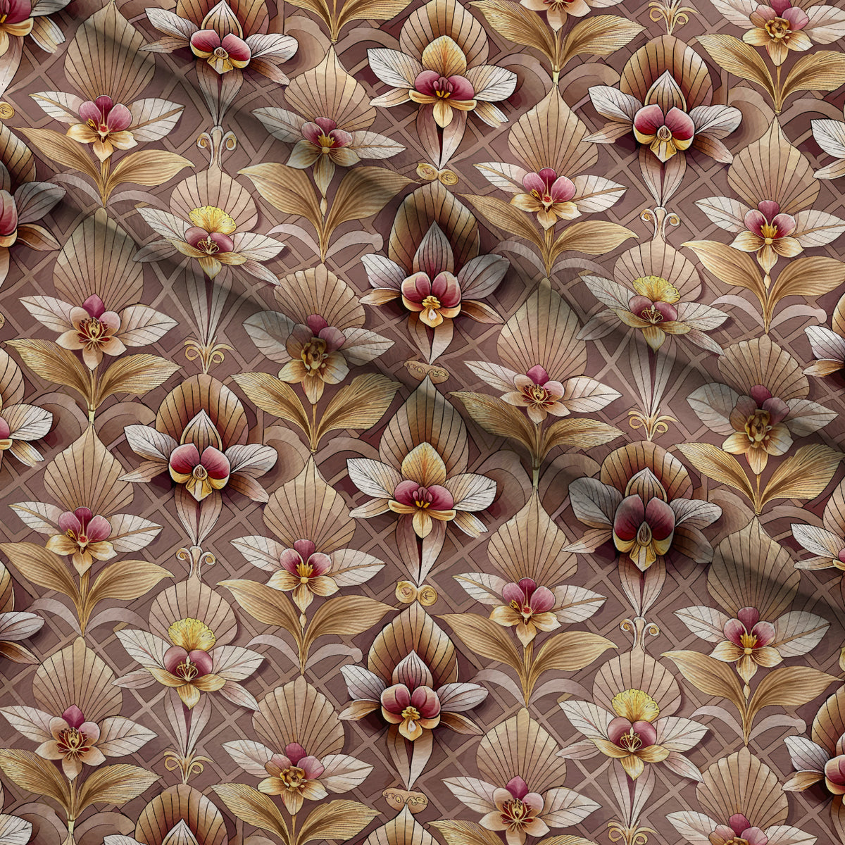 Gilded Jade Blooms Pattern 92 Minky Fabric — plush minky folded close-up preview (mv-minky-v1:lying)