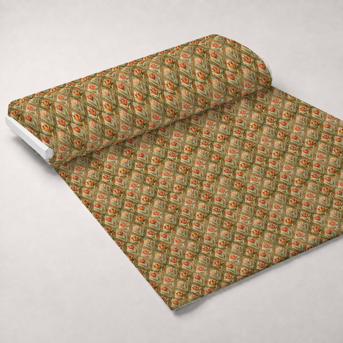 Gilded Jade Blooms Pattern 96 Minky Fabric — plush minky unrolled bolt preview (mv-minky-v1:bolt)