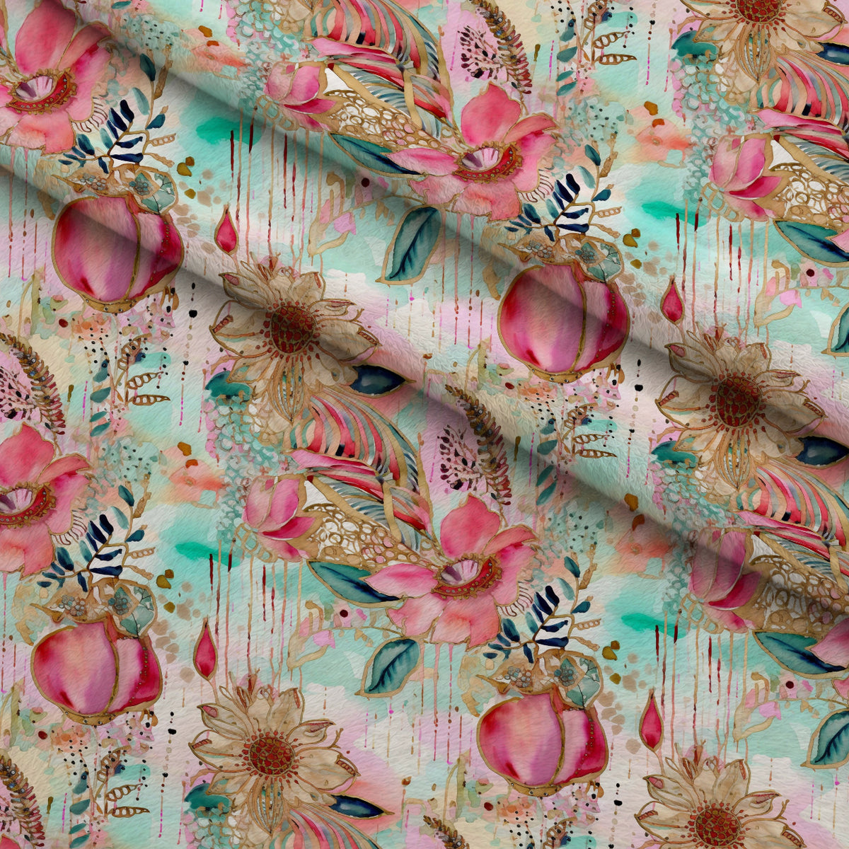 Gilded Menagerie Pattern 1 Minky Fabric — plush minky folded close-up preview (mv-minky-v1:lying)