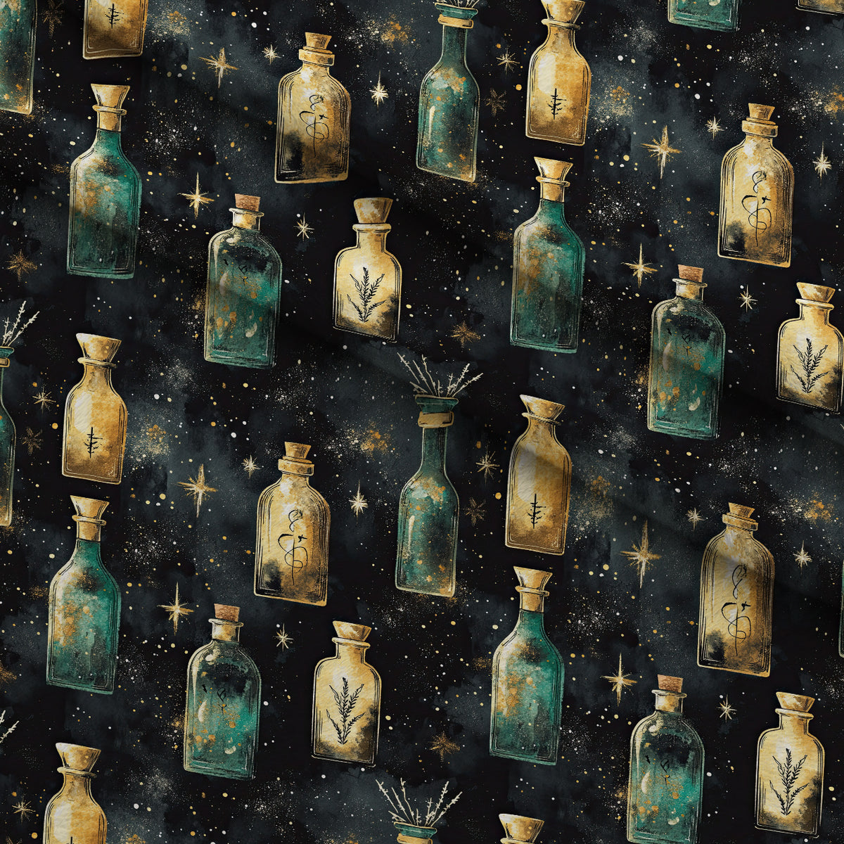Gilded Midnight Garden Pattern 30 Minky Fabric — plush minky folded close-up preview (mv-minky-v1:lying)