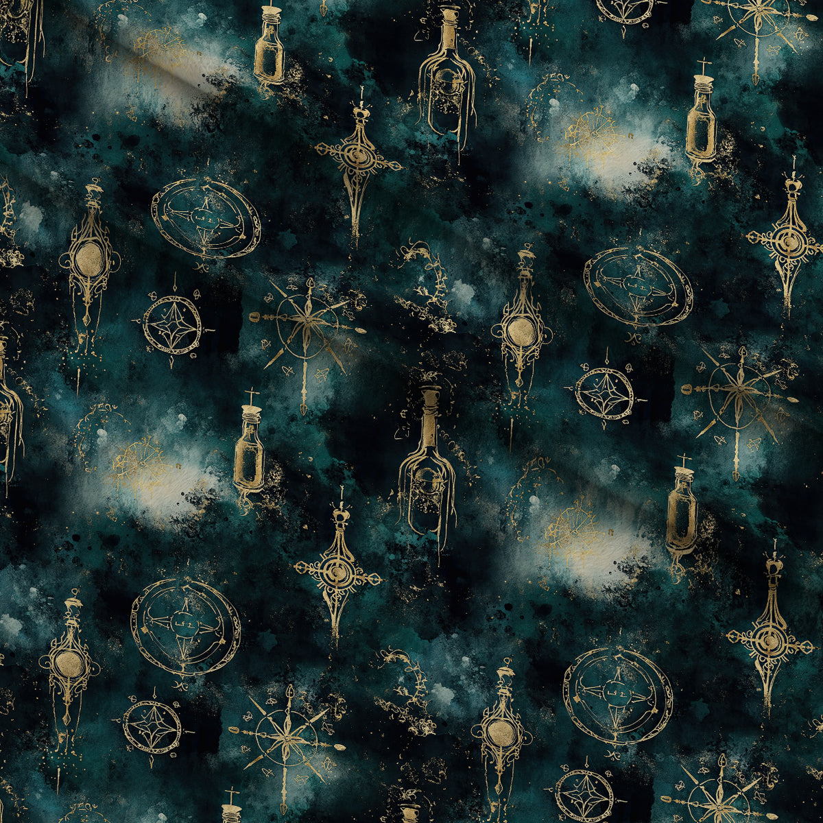 Gilded Midnight Garden Pattern 50 Minky Fabric — plush minky folded close-up preview (mv-minky-v1:lying)