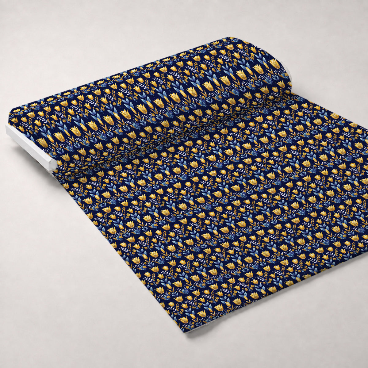 Gilded Midnight Tulips Pattern 10 Minky Fabric — plush minky unrolled bolt preview (mv-minky-v1:bolt)