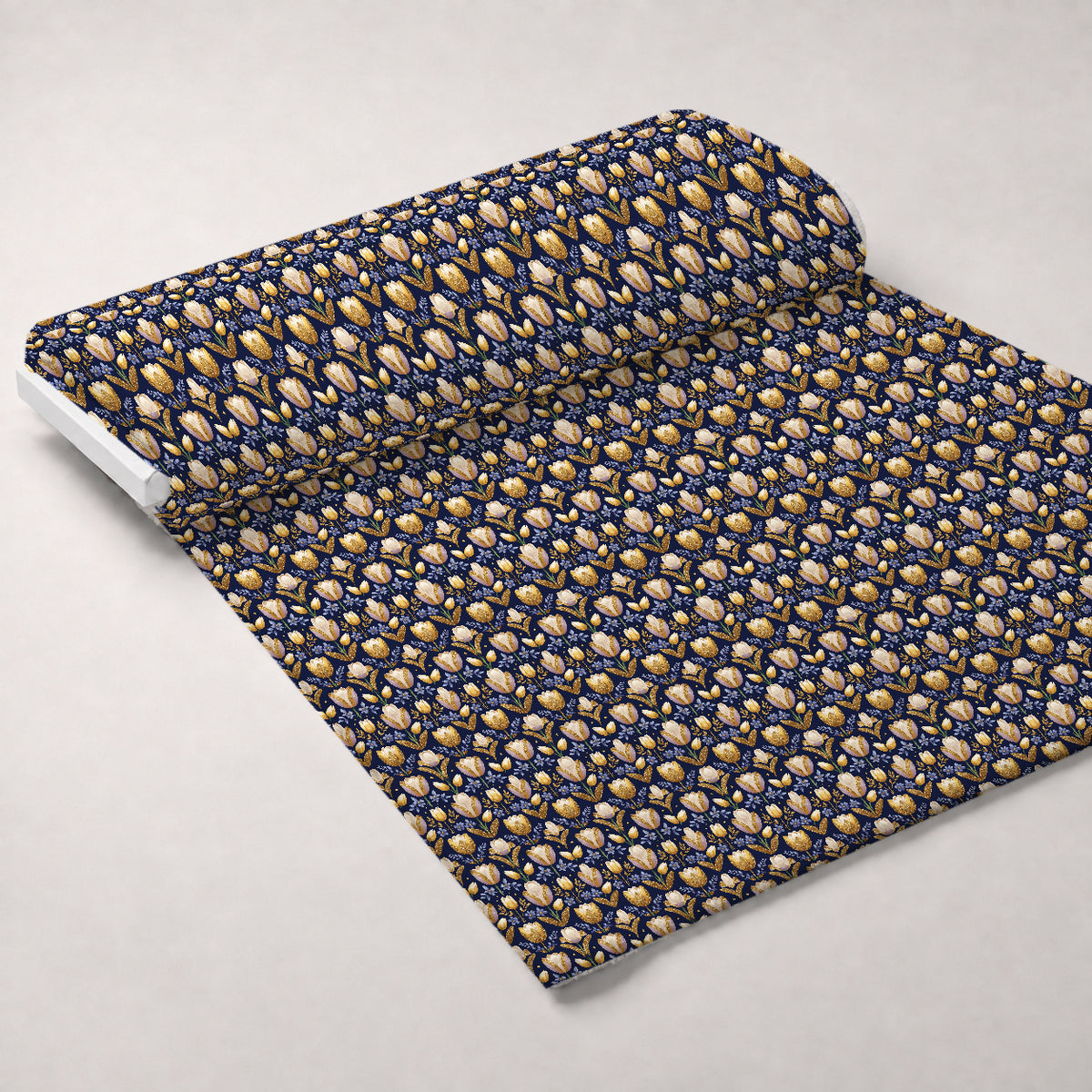 Gilded Midnight Tulips Pattern 12 Minky Fabric — plush minky unrolled bolt preview (mv-minky-v1:bolt)