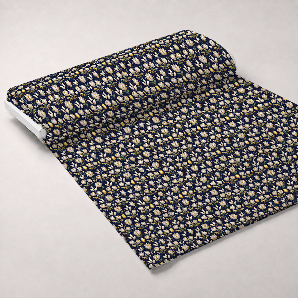 Gilded Midnight Tulips Pattern 13 Minky Fabric — plush minky unrolled bolt preview (mv-minky-v1:bolt)