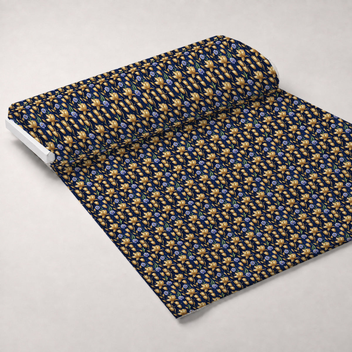 Gilded Midnight Tulips Pattern 14 Minky Fabric — plush minky unrolled bolt preview (mv-minky-v1:bolt)