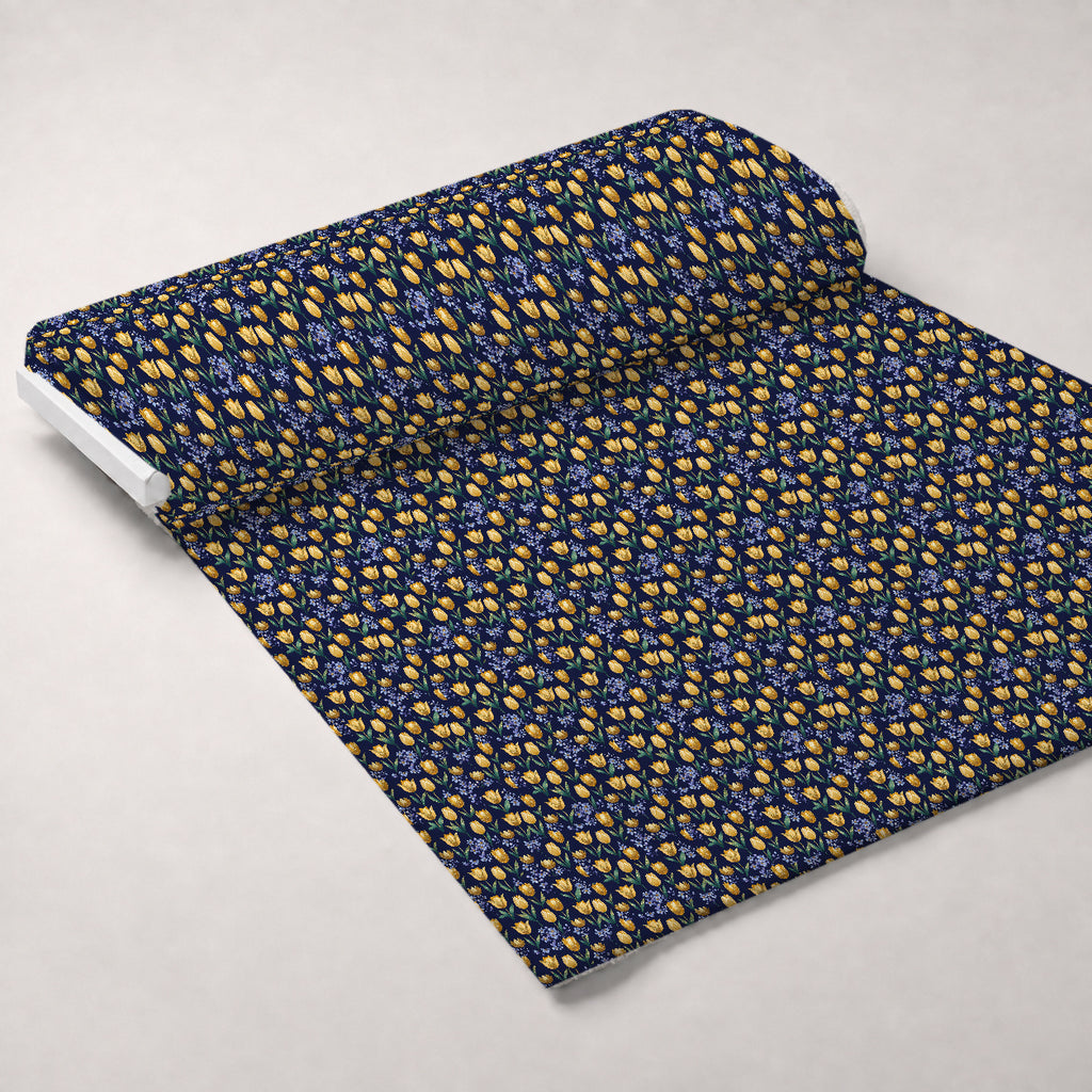 Gilded Midnight Tulips Pattern 16 Minky Fabric — plush minky unrolled bolt preview (mv-minky-v1:bolt)