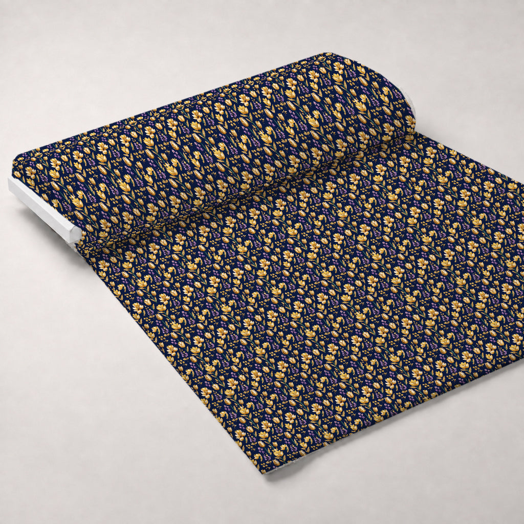 Gilded Midnight Tulips Pattern 6 Minky Fabric — plush minky unrolled bolt preview (mv-minky-v1:bolt)