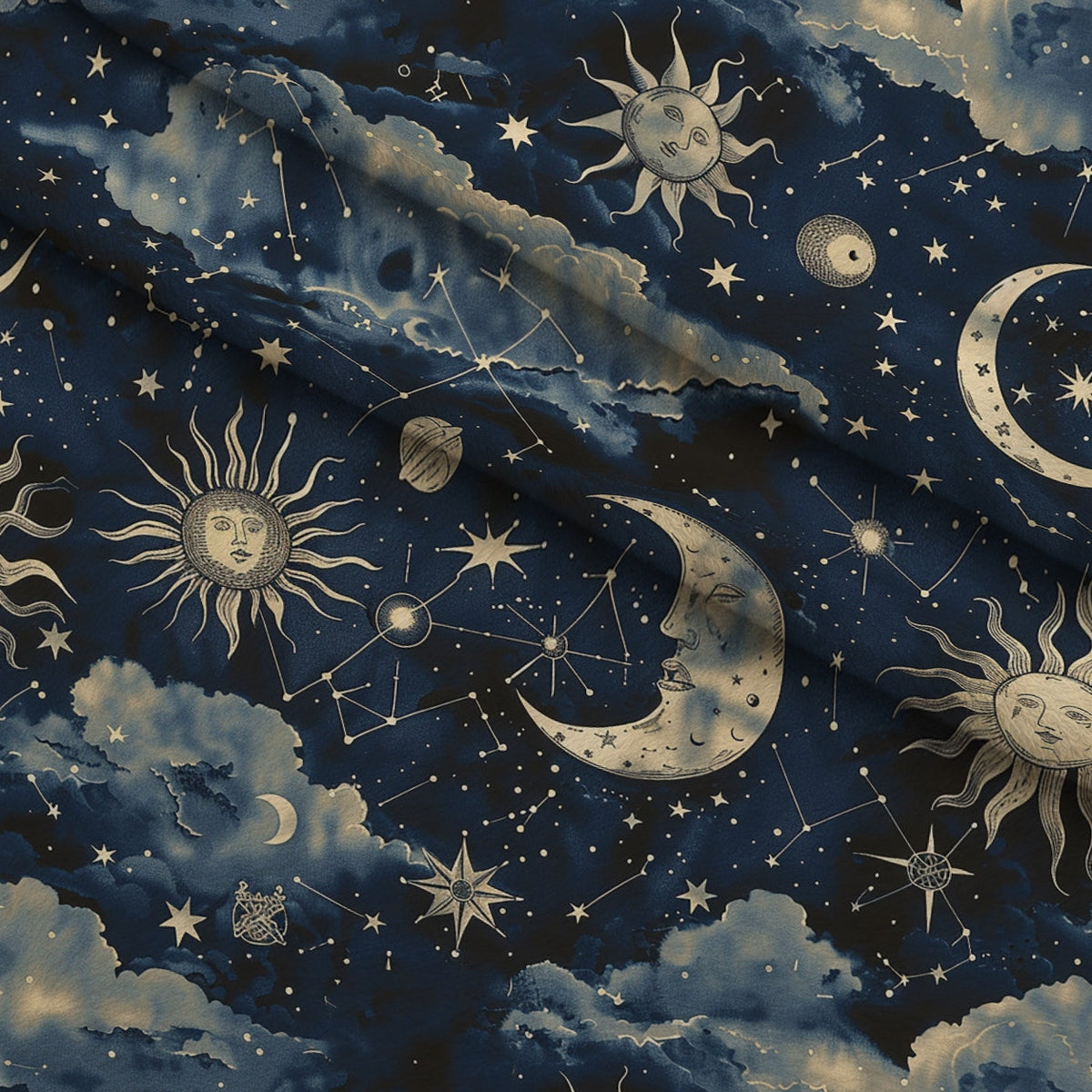 Gilded Night Sky Pattern 1 Minky Fabric — plush minky folded close-up preview (mv-minky-v1:lying)
