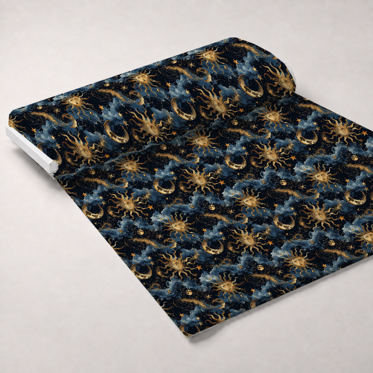 Gilded Night Sky Pattern 2 Minky Fabric — plush minky unrolled bolt preview (mv-minky-v1:bolt)