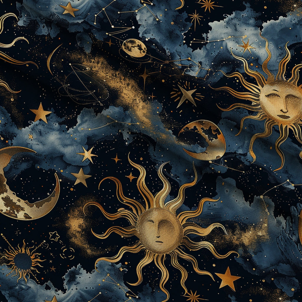Gilded Night Sky Pattern 2 Minky Fabric — plush minky folded close-up preview (mv-minky-v1:lying)