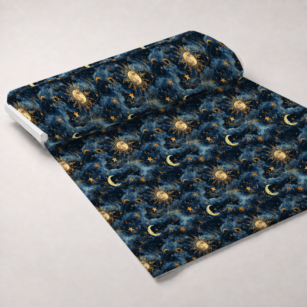 Gilded Night Sky Pattern 3 Minky Fabric — plush minky unrolled bolt preview (mv-minky-v1:bolt)