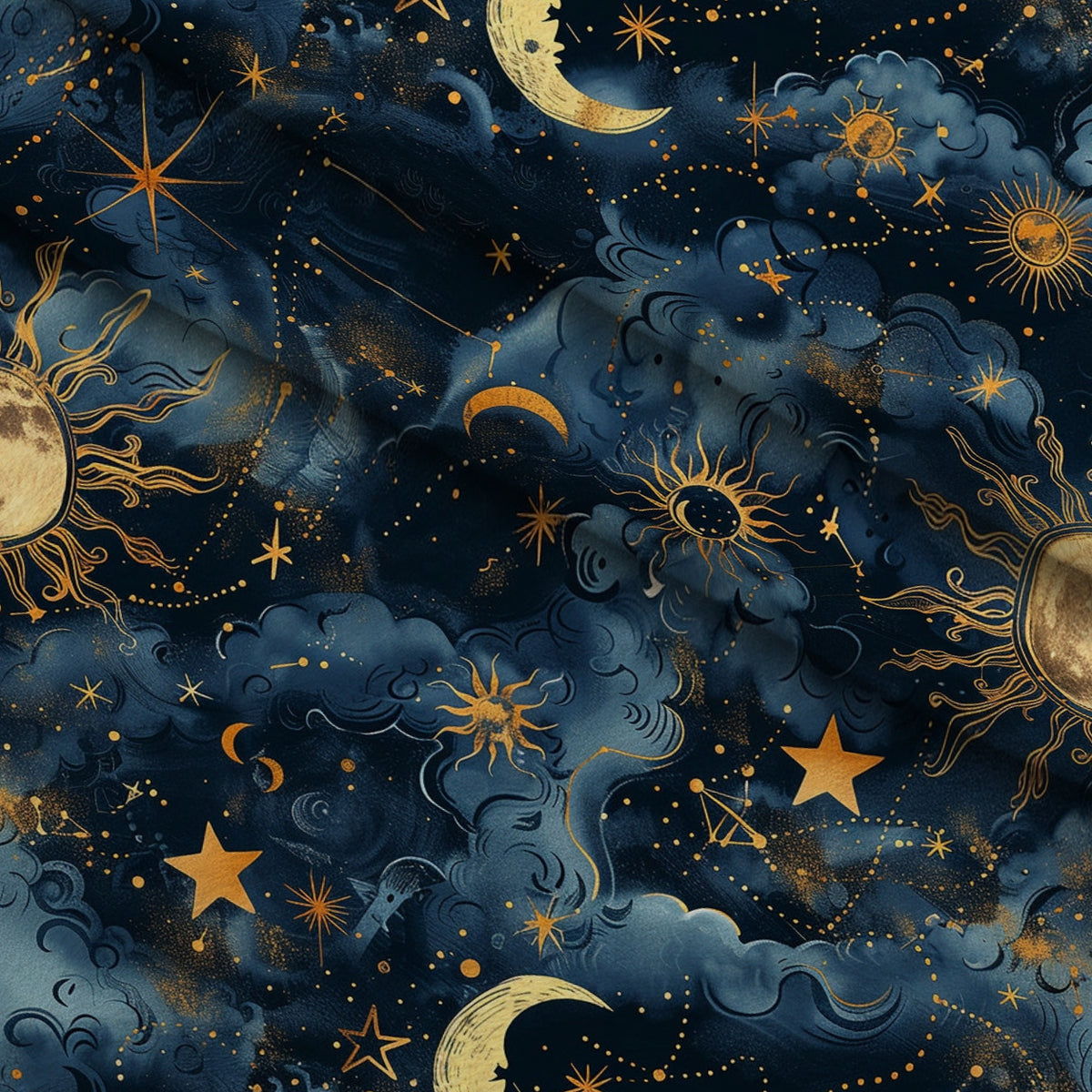 Gilded Night Sky Pattern 3 Minky Fabric — plush minky folded close-up preview (mv-minky-v1:lying)