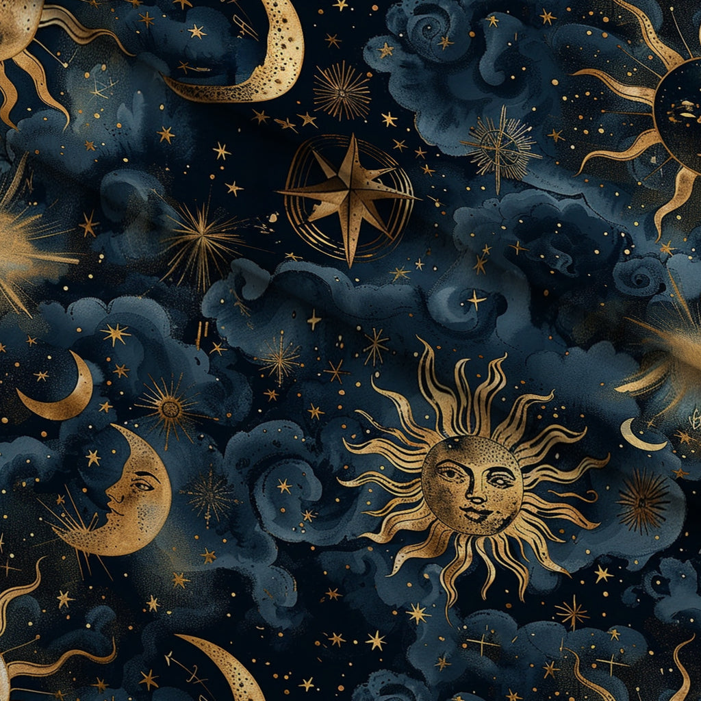 Gilded Night Sky Pattern 5 Minky Fabric — plush minky folded close-up preview (mv-minky-v1:lying)