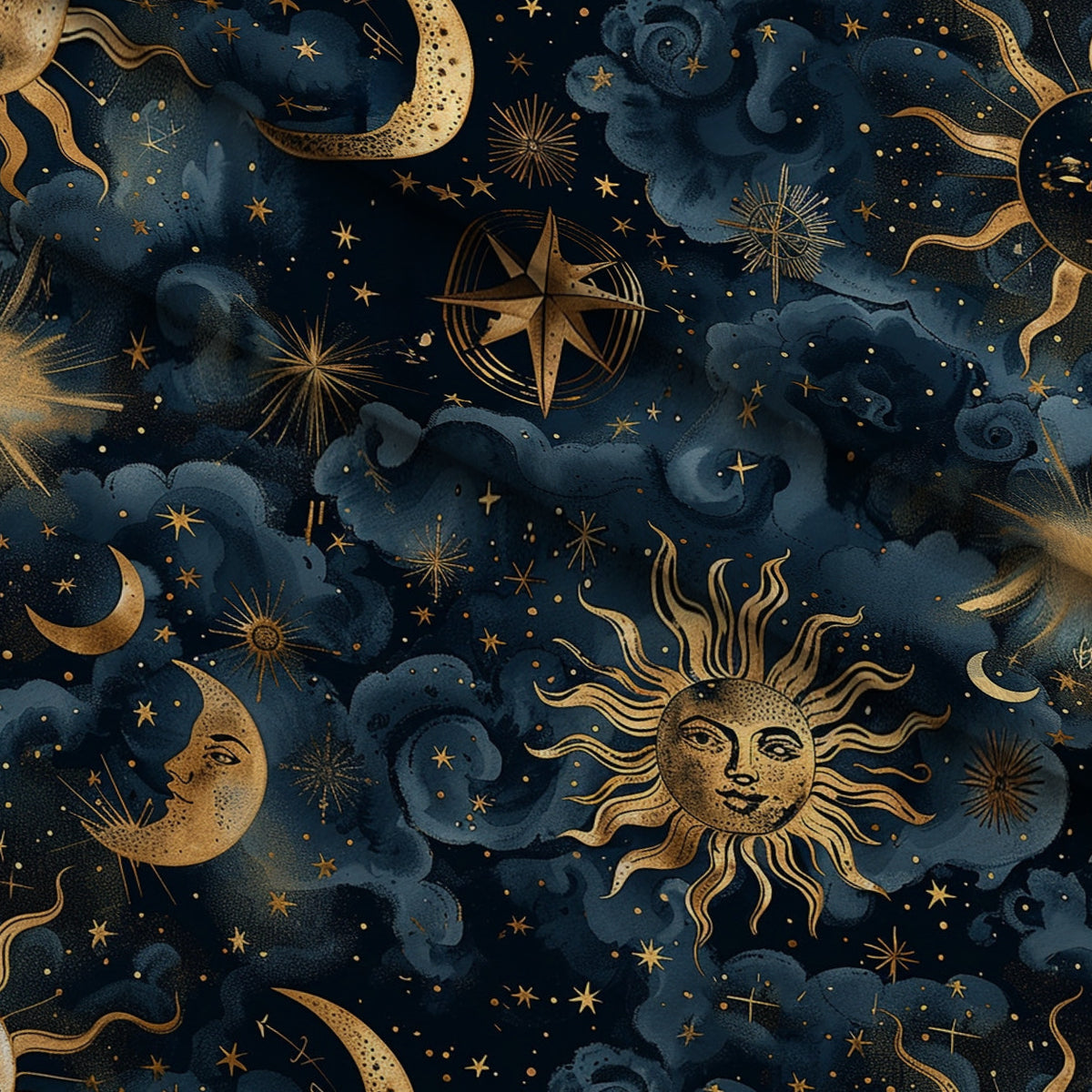 Gilded Night Sky Pattern 5 Minky Fabric — plush minky folded close-up preview (mv-minky-v1:lying)