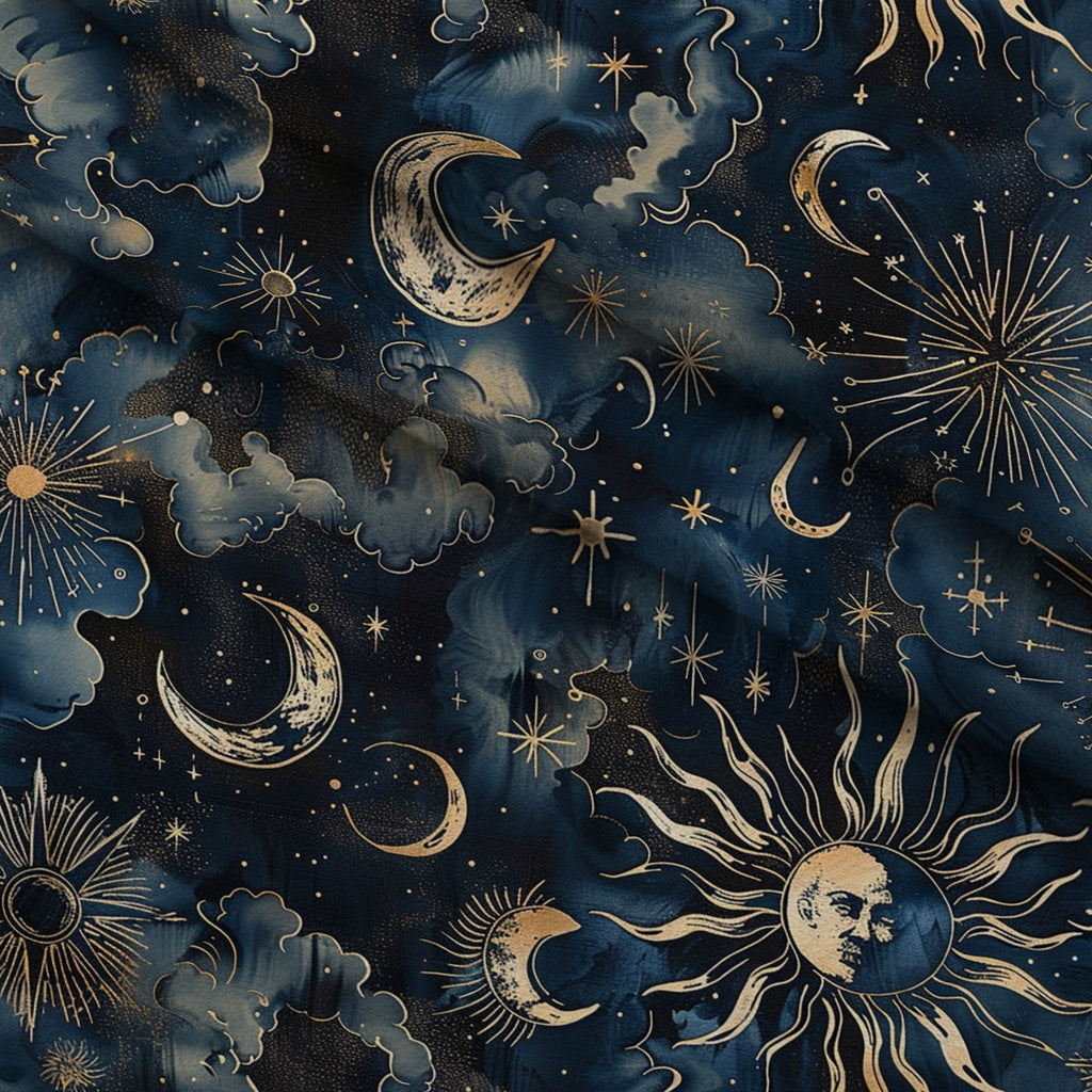 Gilded Night Sky Pattern 6 Minky Fabric — plush minky folded close-up preview (mv-minky-v1:lying)