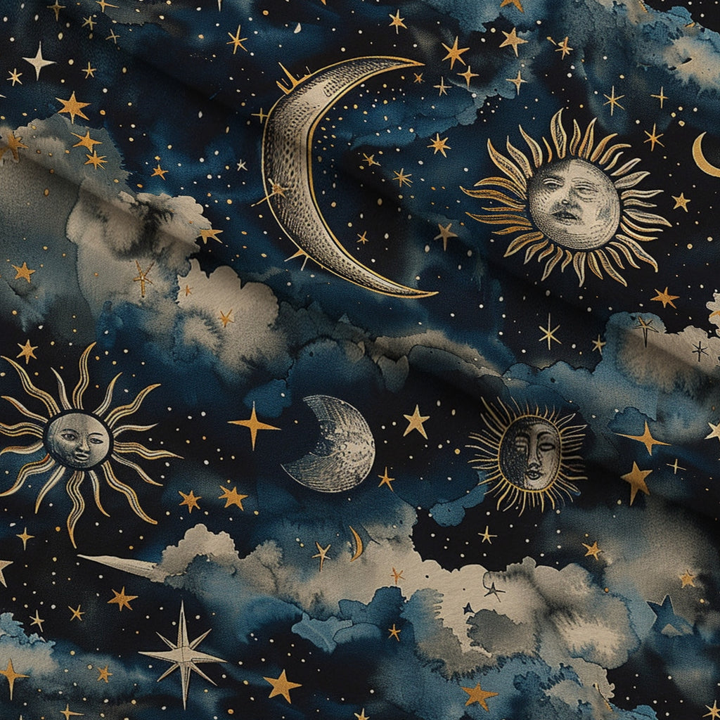 Gilded Night Sky Pattern 7 Minky Fabric — plush minky folded close-up preview (mv-minky-v1:lying)