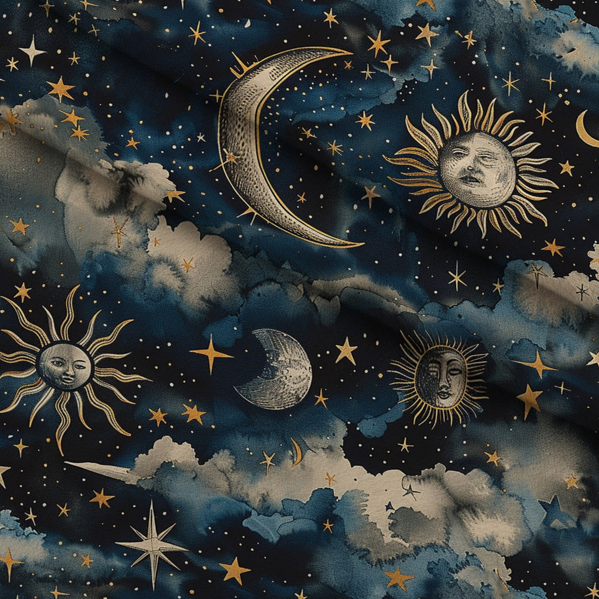Gilded Night Sky Pattern 7 Minky Fabric — plush minky folded close-up preview (mv-minky-v1:lying)