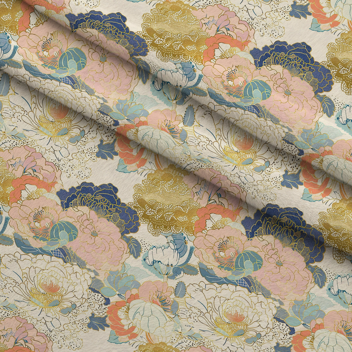 Gilded Peonies Pattern 10 Minky Fabric — plush minky folded close-up preview (mv-minky-v1:lying)