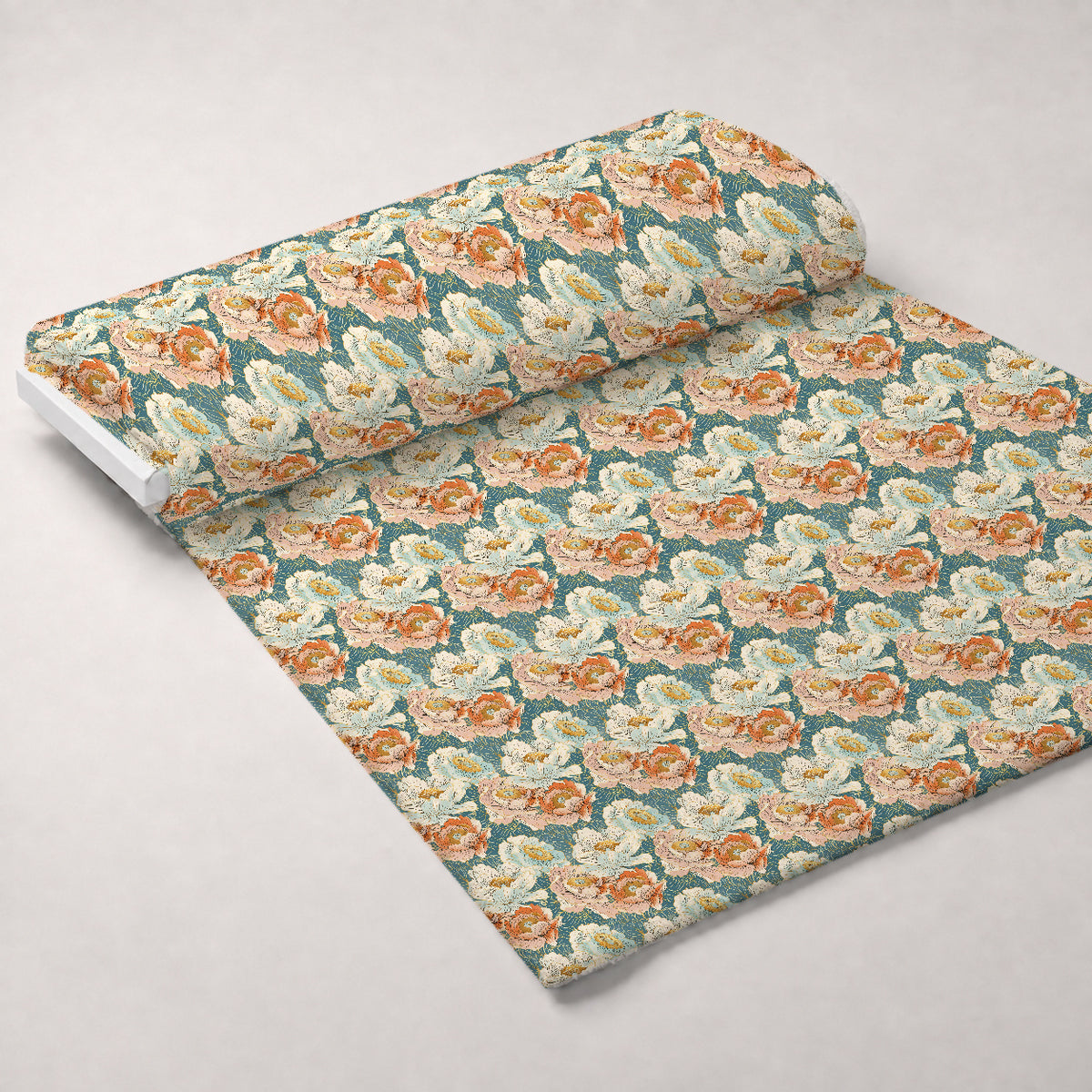 Gilded Peonies Pattern 12 Minky Fabric — plush minky unrolled bolt preview (mv-minky-v1:bolt)