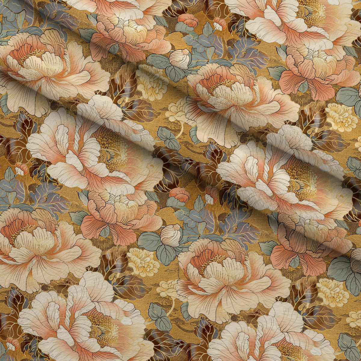 Gilded Peonies Pattern 13 Minky Fabric — plush minky folded close-up preview (mv-minky-v1:lying)