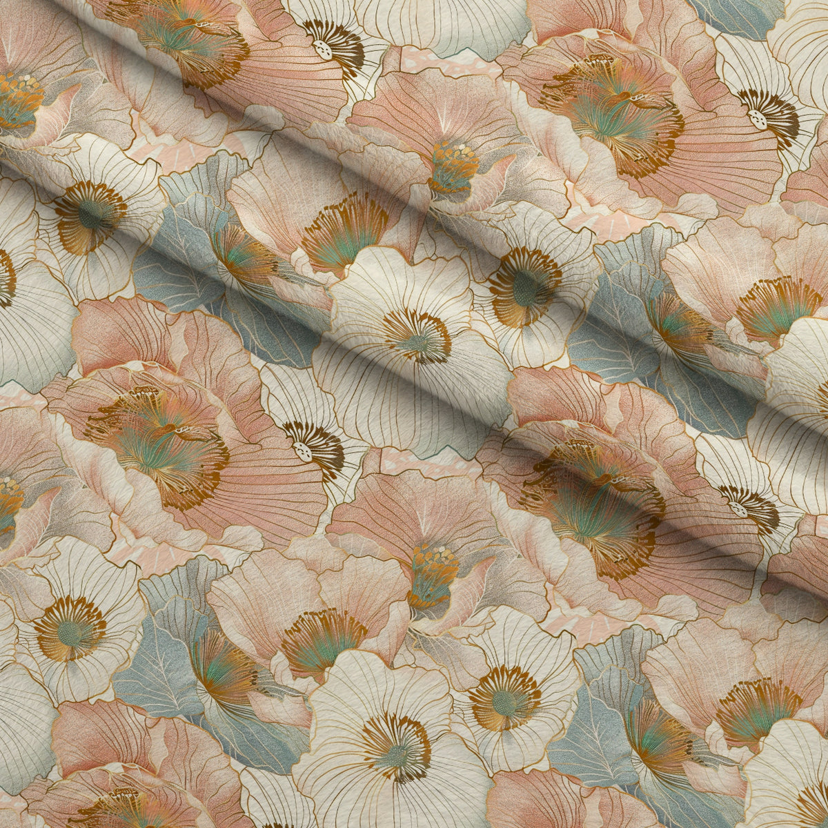 Gilded Peonies Pattern 14 Minky Fabric — plush minky folded close-up preview (mv-minky-v1:lying)