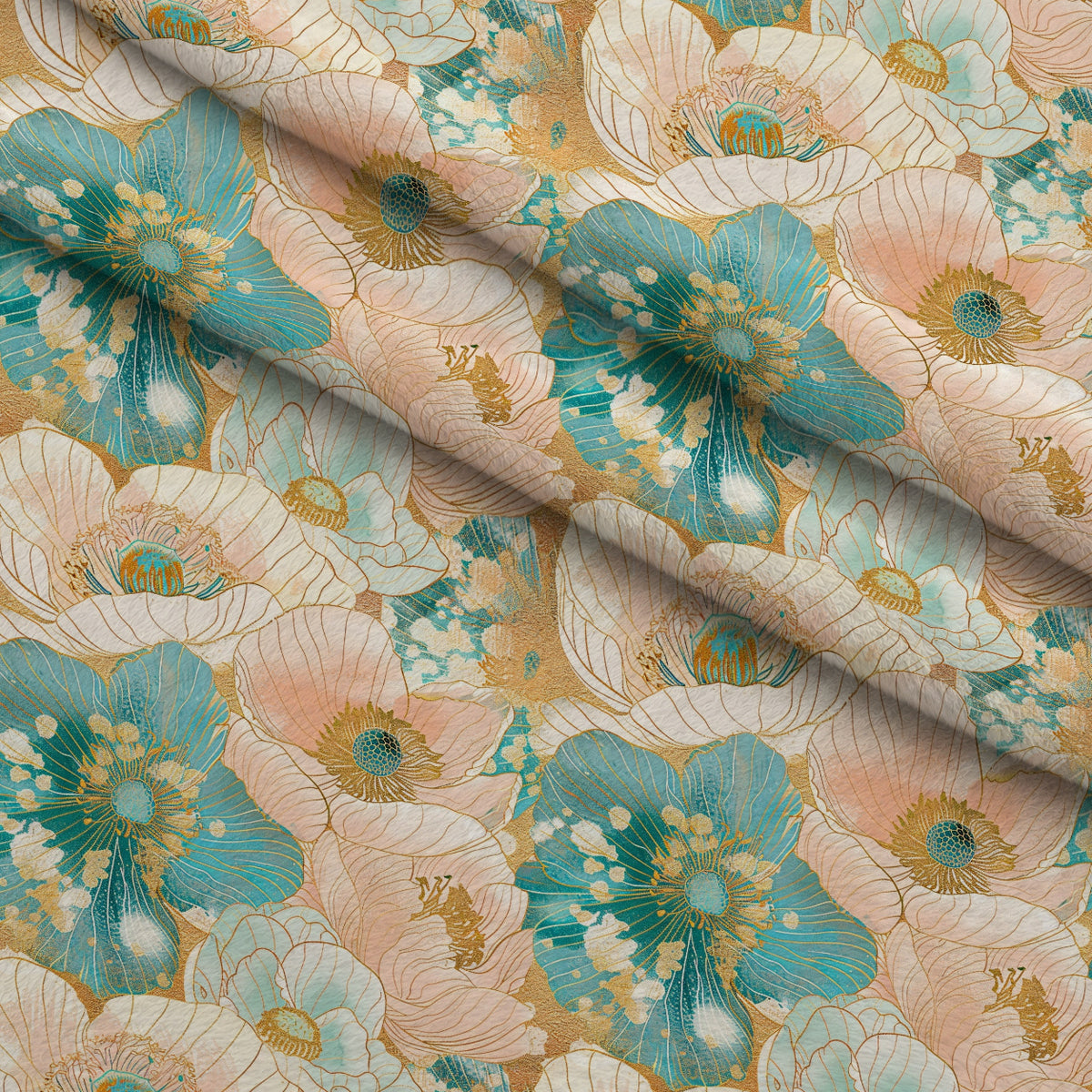 Gilded Peonies Pattern 16 Minky Fabric — plush minky folded close-up preview (mv-minky-v1:lying)
