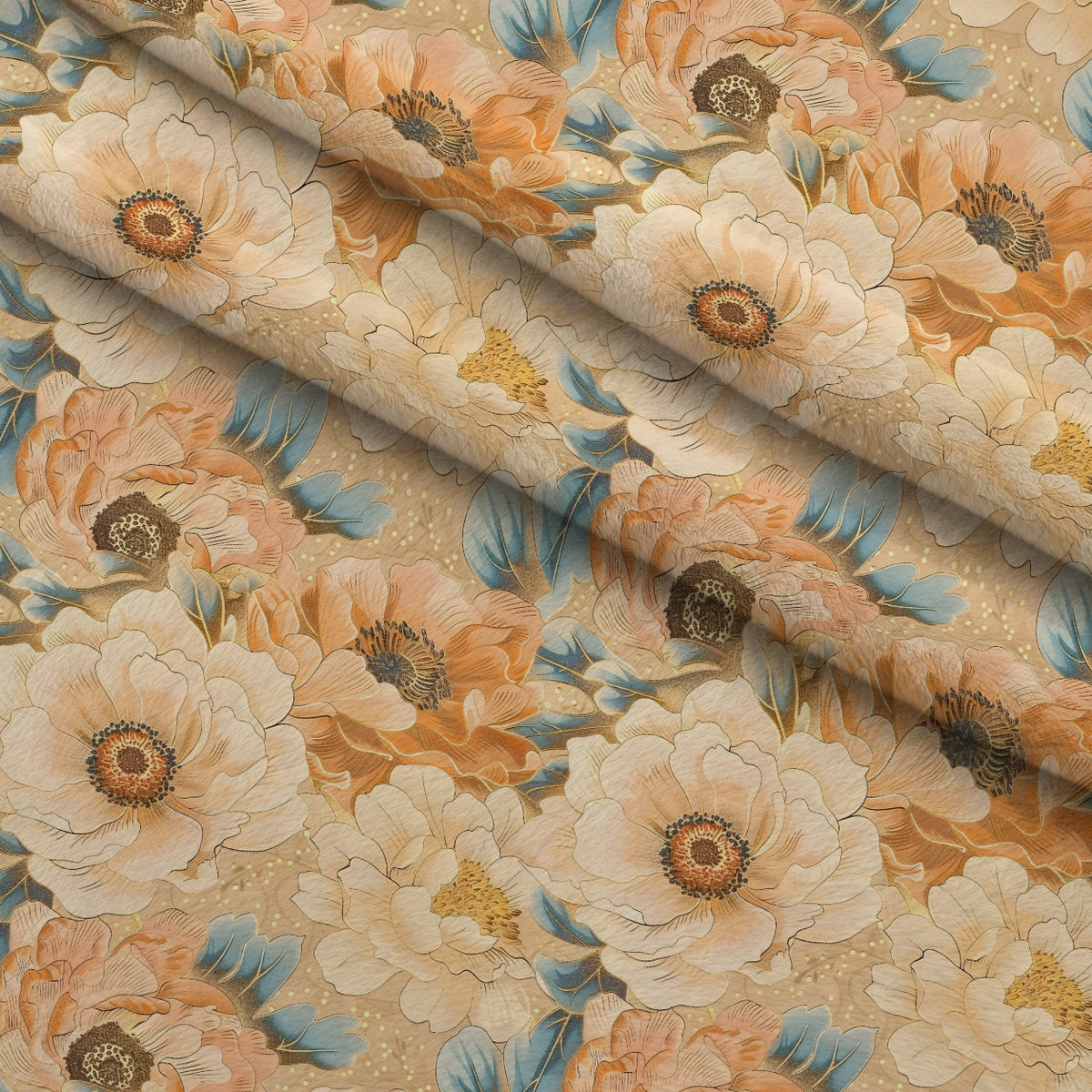 Gilded Peonies Pattern 20 Minky Fabric — plush minky folded close-up preview (mv-minky-v1:lying)