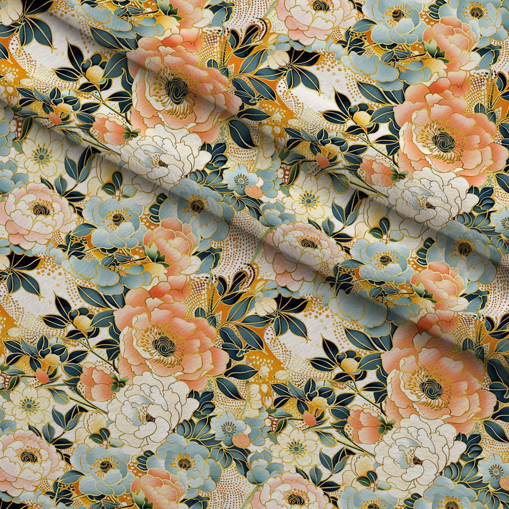 Gilded Peonies Pattern 3 Minky Fabric — plush minky folded close-up preview (mv-minky-v1:lying)