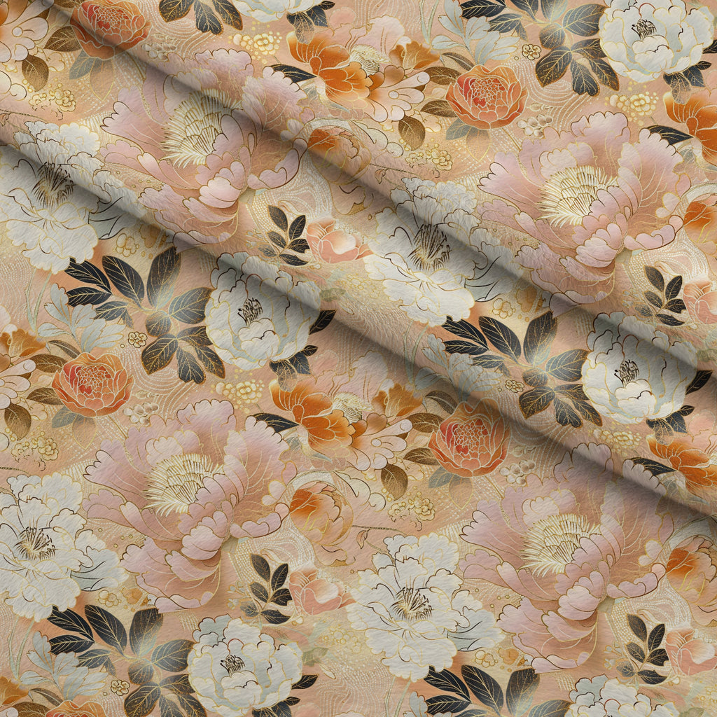 Gilded Peonies Pattern 5 Minky Fabric — plush minky folded close-up preview (mv-minky-v1:lying)
