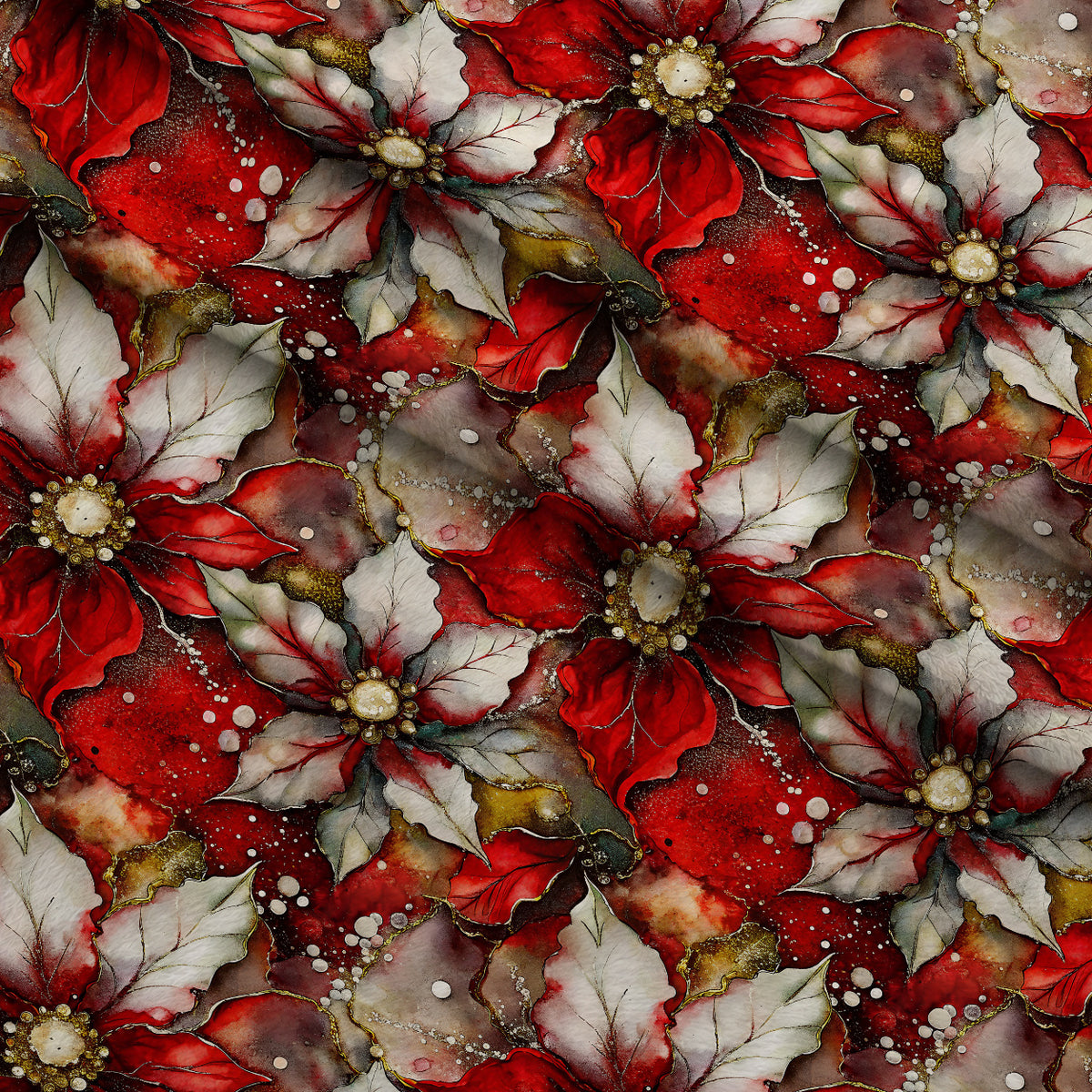 Gilded Poinsettia Reverie Pattern 10 Minky Fabric — plush minky folded close-up preview (mv-minky-v1:lying)