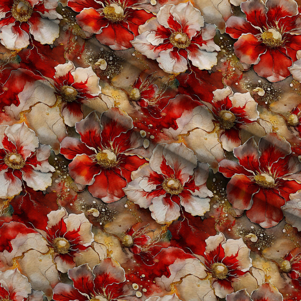 Gilded Poinsettia Reverie Pattern 2 Minky Fabric — plush minky folded close-up preview (mv-minky-v1:lying)