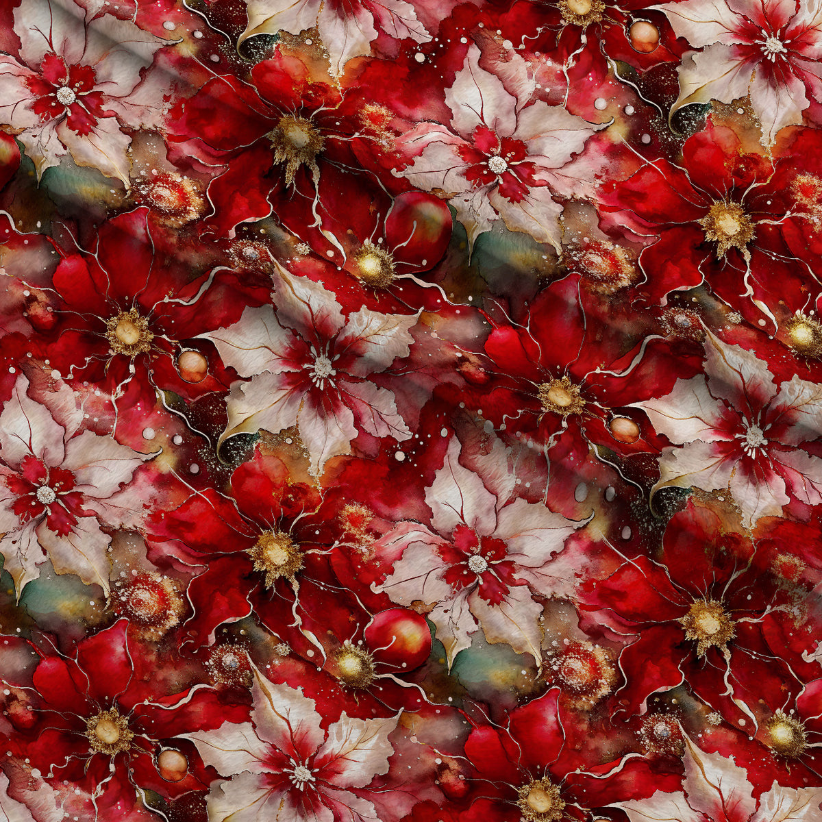 Gilded Poinsettia Reverie Pattern 4 Minky Fabric — plush minky folded close-up preview (mv-minky-v1:lying)