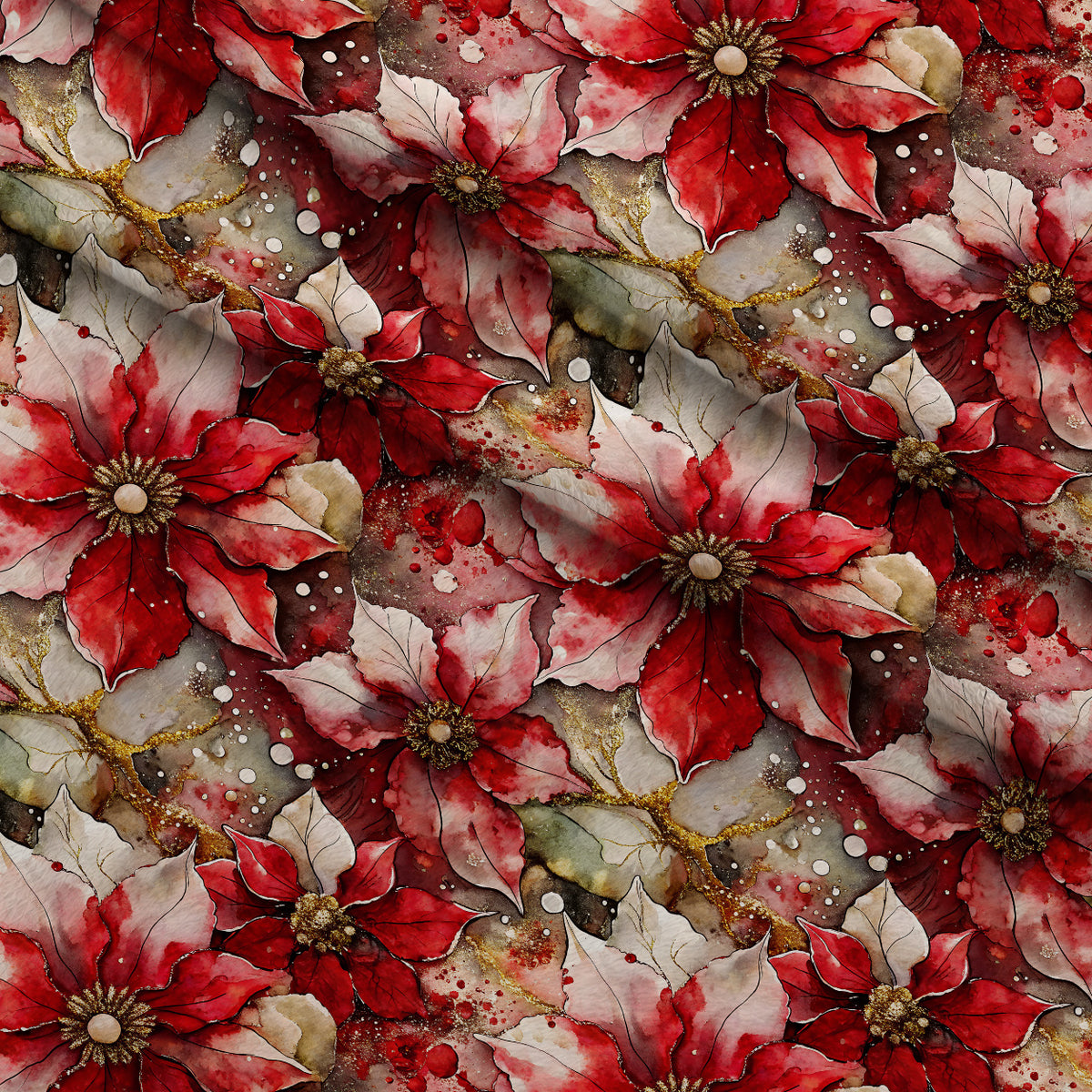 Gilded Poinsettia Reverie Pattern 8 Minky Fabric — plush minky folded close-up preview (mv-minky-v1:lying)