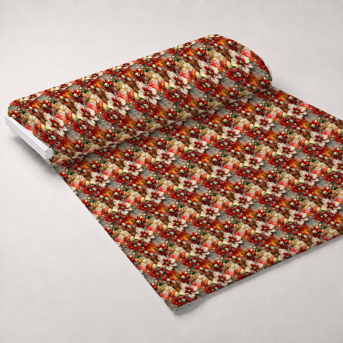 Gilded Poinsettia Reverie Pattern 9 Minky Fabric — plush minky unrolled bolt preview (mv-minky-v1:bolt)