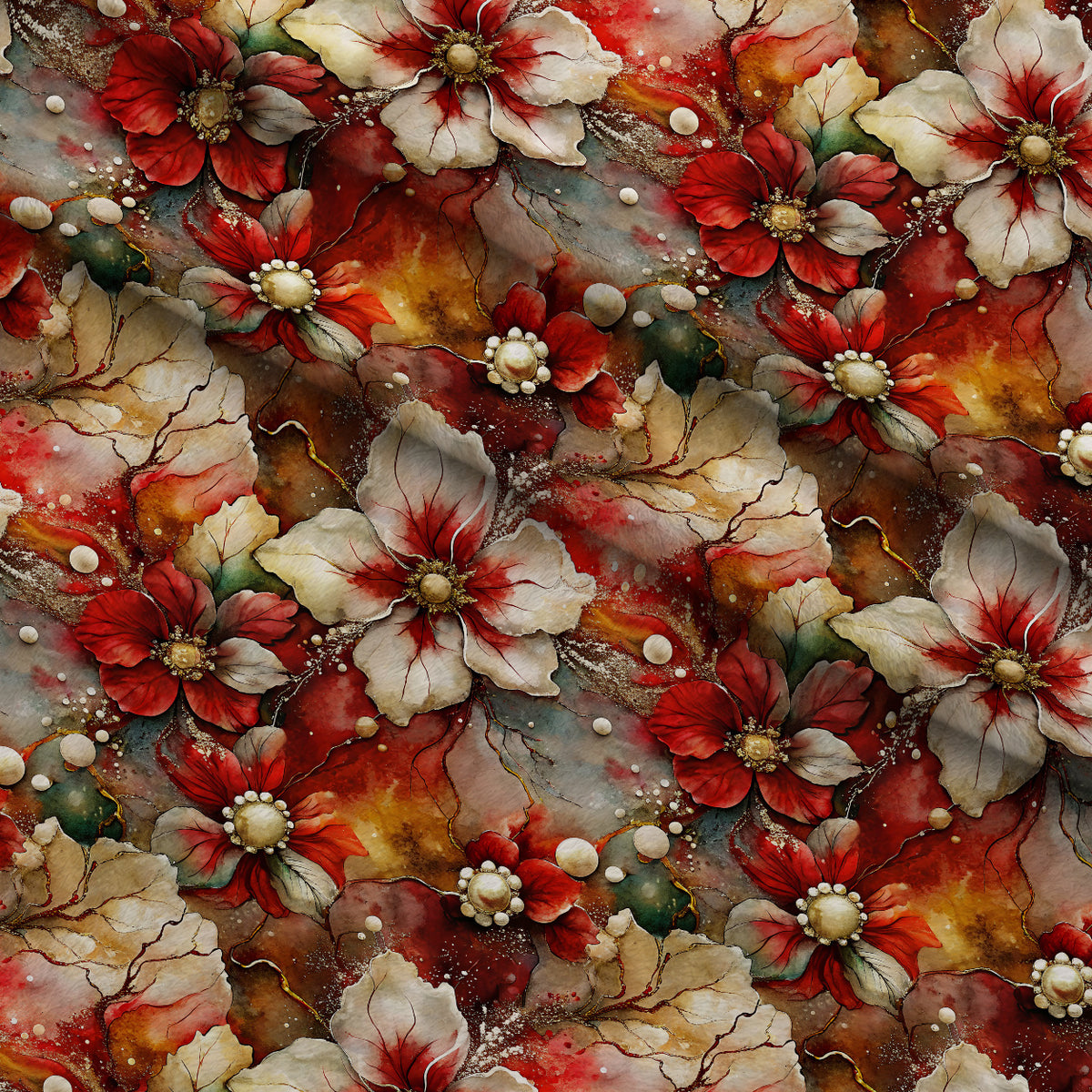 Gilded Poinsettia Reverie Pattern 9 Minky Fabric — plush minky folded close-up preview (mv-minky-v1:lying)